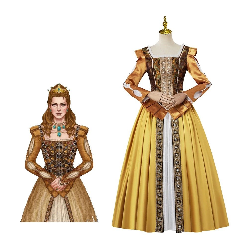 Vestido de Corte Dourado Vitoriano Anna Henrietta Cosplay | Traje Personalizado para Halloween - Estrela Cosplay