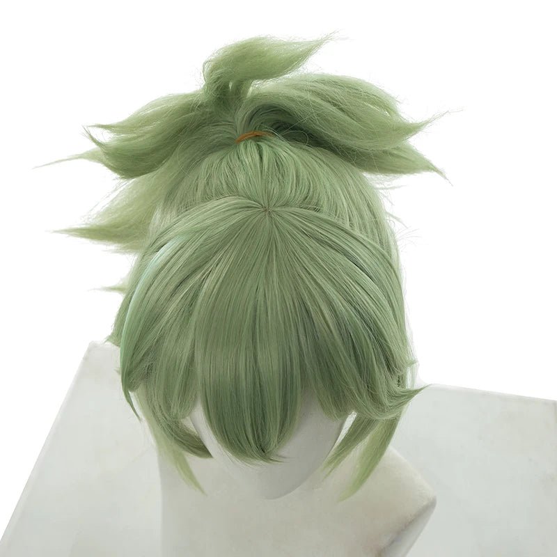 Peruca Genshin Impact Kuki Shinobu Cosplay 40cm Verde Liso para Mulheres - Perucas Sintéticas Resistentes ao Calor - Estrela Cosplay