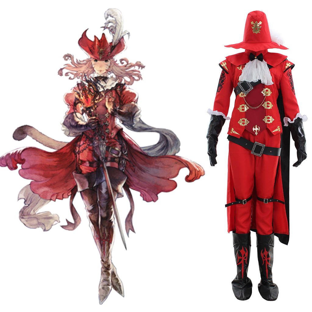 Traje de Cosplay de Red Mage de FFXIV | Uniforme de Combate Elegante Conjunto Completo para Gamers - Estrela Cosplay
