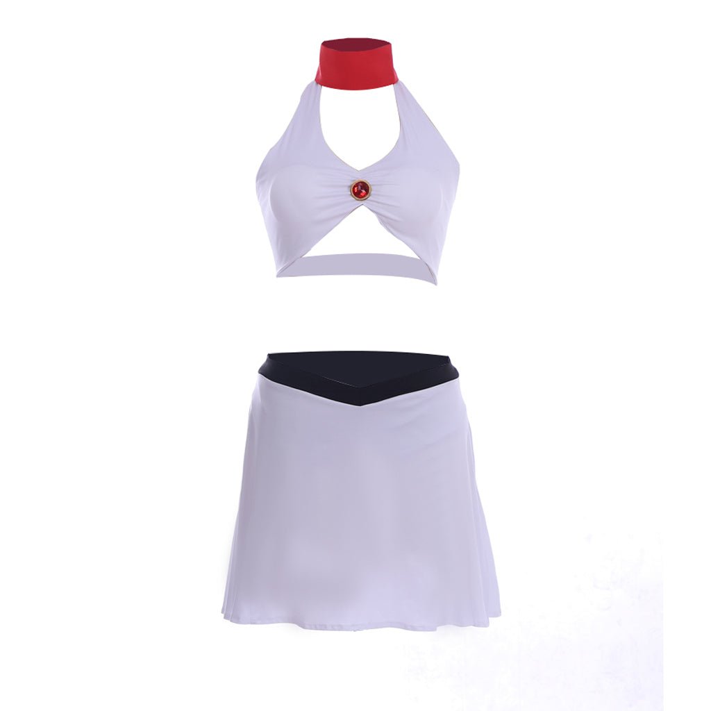 Conjunto de Biquíni Cosplay Ty Lee de Avatar: A Lenda de Aang – Top Branco e Mini Saia - Estrela Cosplay