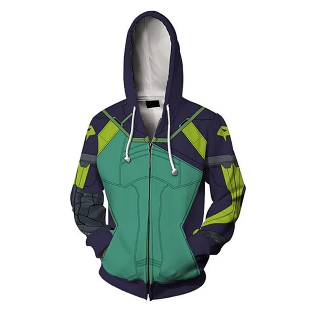 Jogo Valorant Viper Cosplay Casaco com Capuz Zipado Unissex Camisola Impressão 3D Halloween Carnaval Festa Pullover - Estrela Cosplay