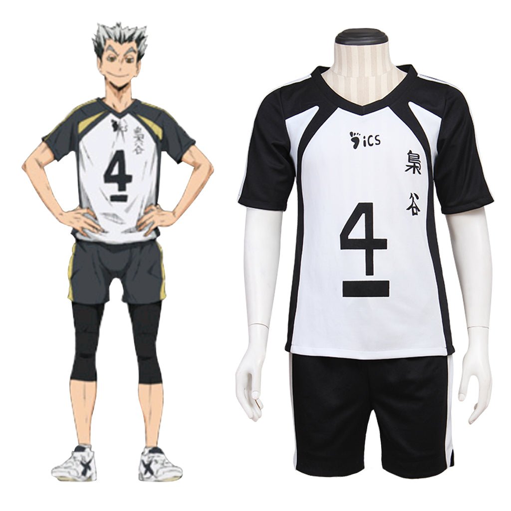 Uniforme de Cosplay Haikyuu!! Bokuto Kotaro Fukurodani Academia Vôlei Preto e Branco - Estrela Cosplay