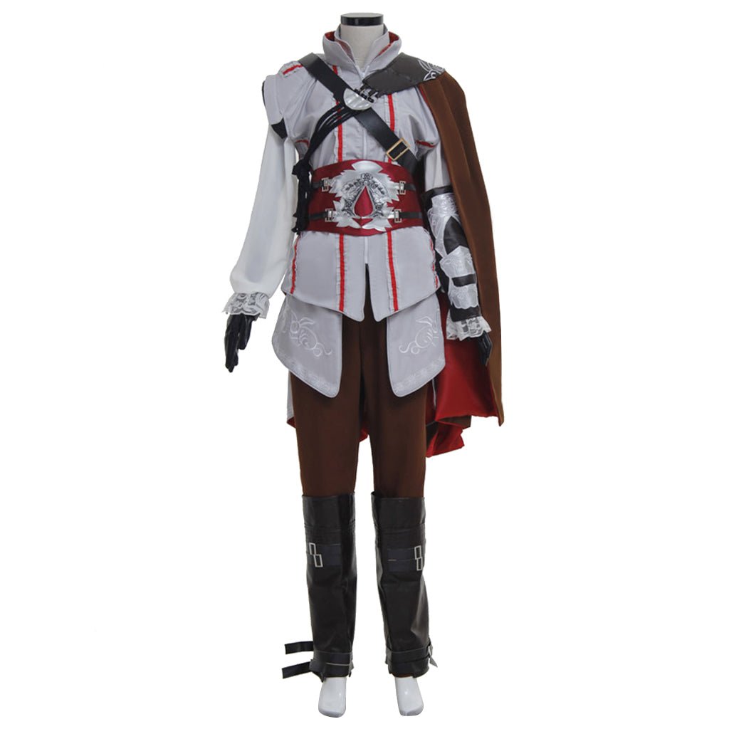Traje de Cosplay Ezio Auditore da Firenze | Roupas de Assassino com Capa Preta - Estrela Cosplay