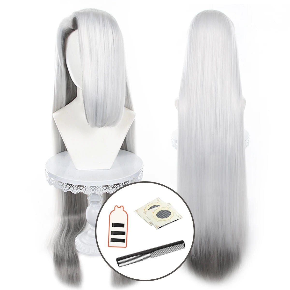 Peruca Vaggie Cosplay Hazbin Hotel Estilo Longo Fibra Sintética Ajustável - Acessório para Fantasia Halloween - Estrela Cosplay