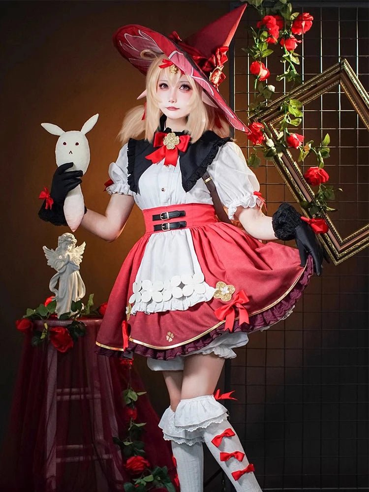 Fantasia Klee Cosplay Genshin Impact - Bruxinha Klee Vestido Fofo para Mulher Halloween Carnaval Festa - Estrela Cosplay