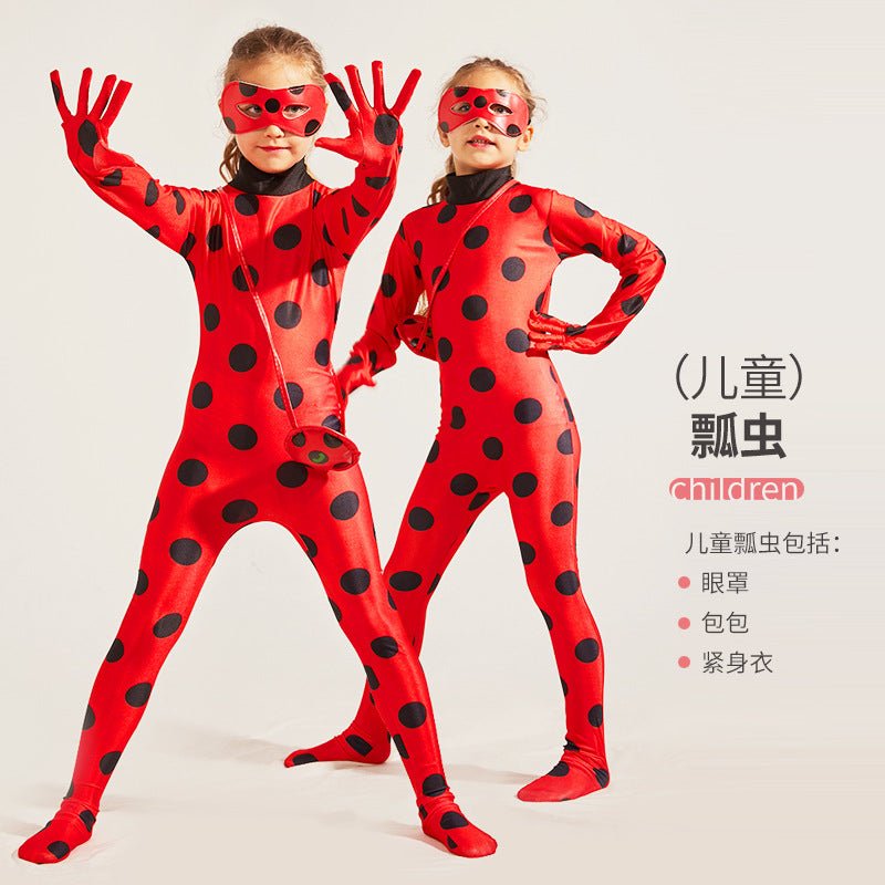Fantasia Halloween Ladybug & Cat Noir para Crianças - Adorável Macacão Ladybug - Estrela Cosplay