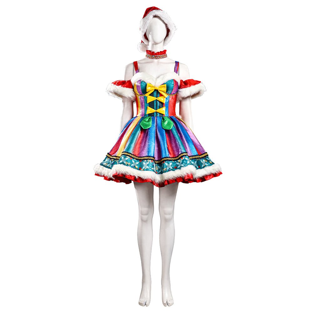 Vestido de Festa Colorido com Lantejoulas Mágico Natalino - Estilo Glamoroso de Natal - Estrela Cosplay