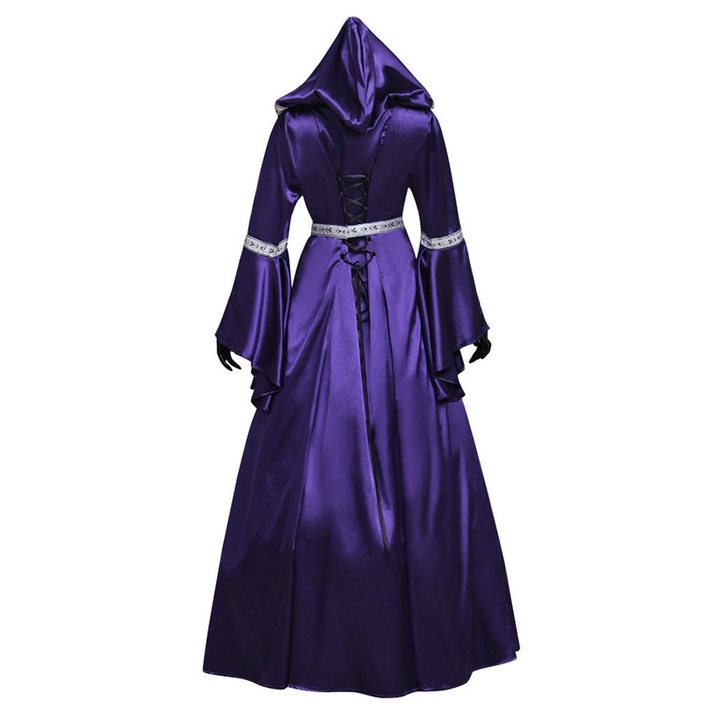 Vestido Medieval Vintage Princesa Capuz Traje Nobre Mangas Sino para Halloween Feiras Renascentistas - Estrela Cosplay
