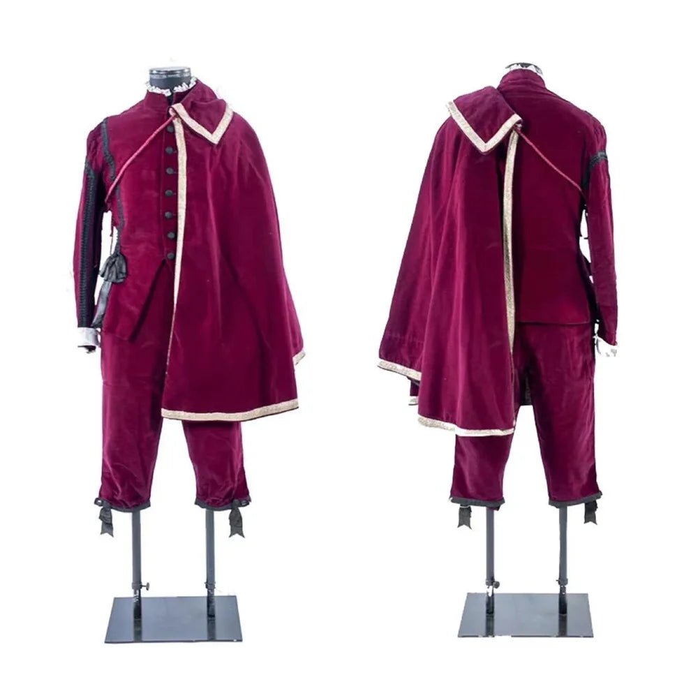 Traje de Rei Tudor do Século 15 - Veste Vermelha Real com Capa | Série Medieval Estrela do Cosplay - Estrela Cosplay