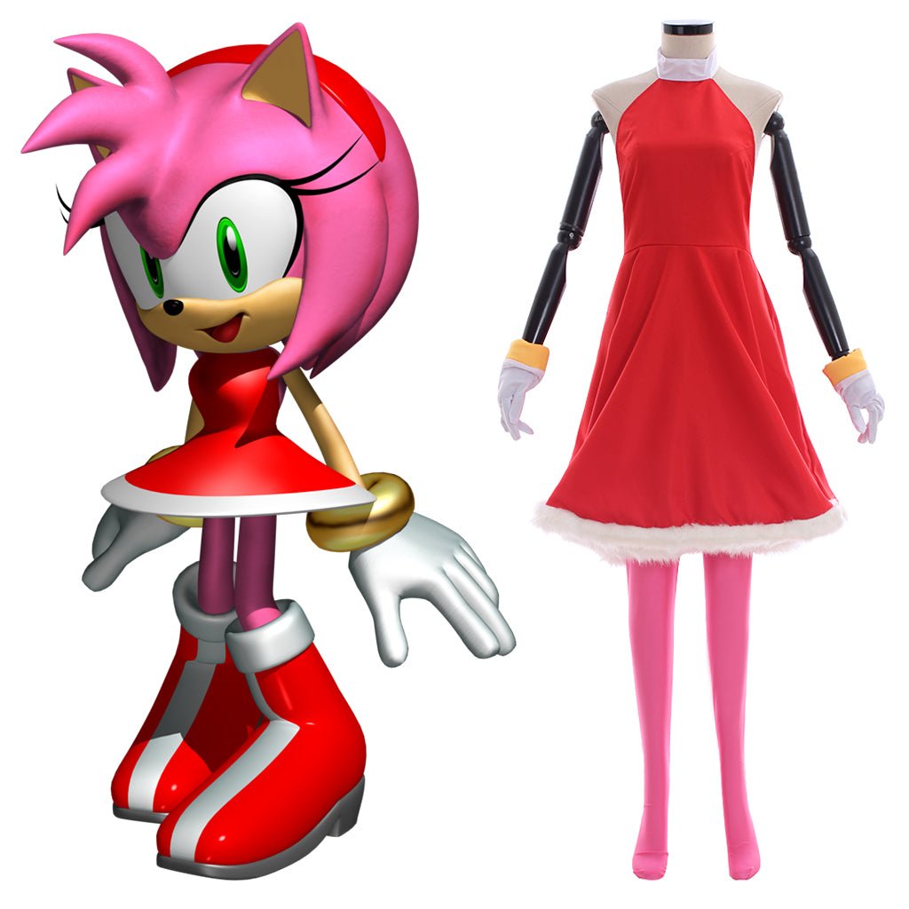 Fantasia de Amy Rose - Vestido Vermelho para Mulheres | Série de Cosplay de Jogo - Estrela Cosplay
