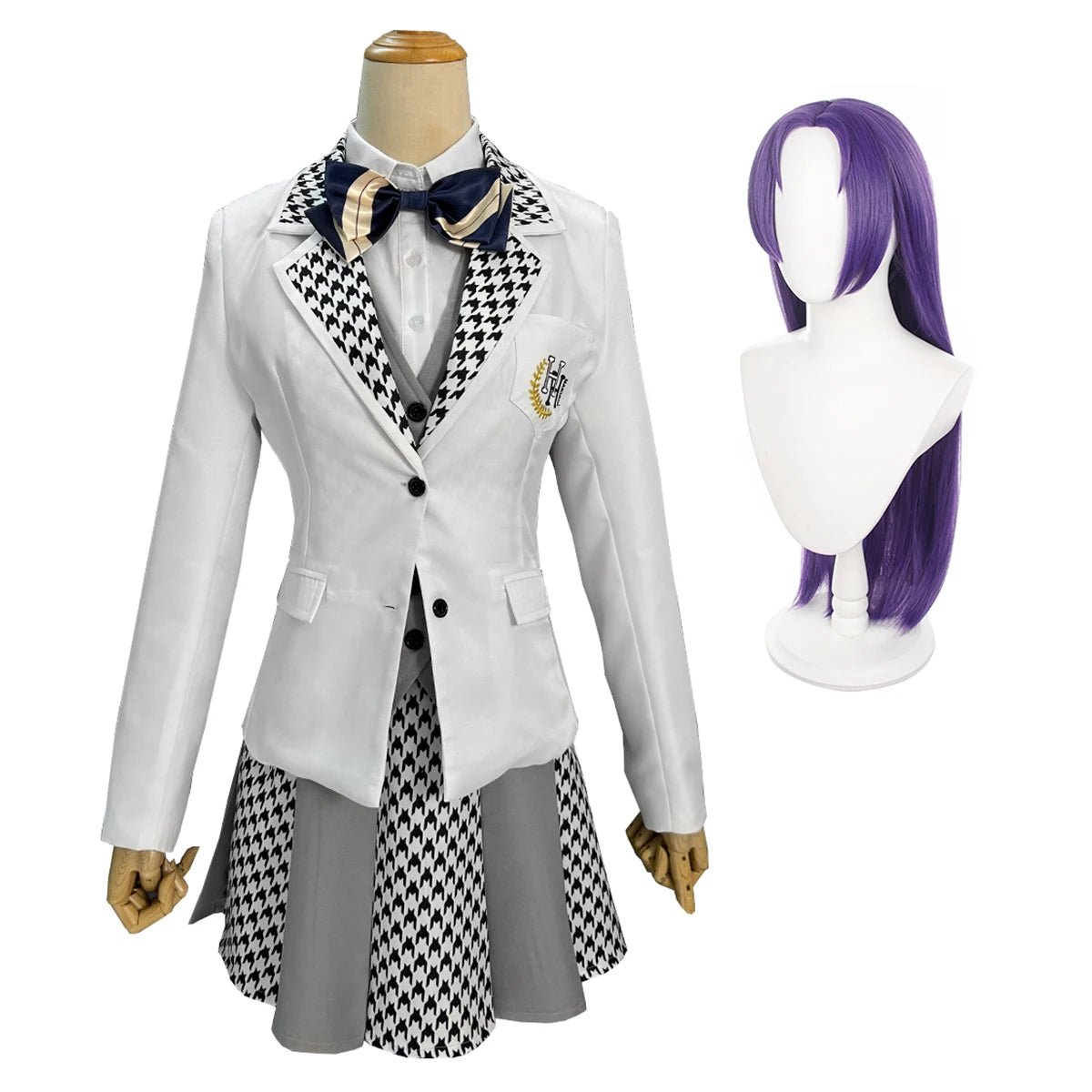 Fantasia de Reo Mikage de Blue Lock - Peruca, Uniforme Escolar, Camisa, Colete, Gravata e Saia - Estrela Cosplay