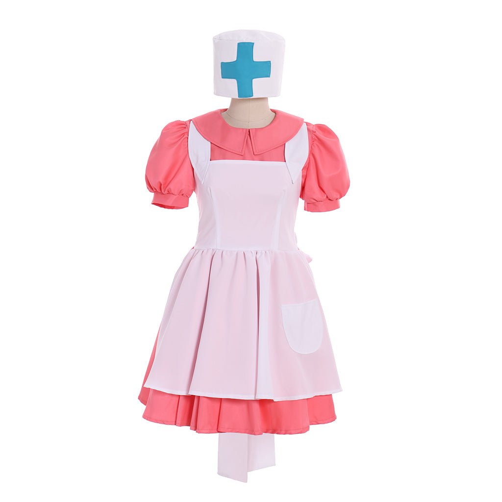 Vestido de Cosplay de Enfermeira Joy Feminino Rosa com Chapéu – Traje Inspirado em Anime da Estrela do Cosplay - Estrela Cosplay