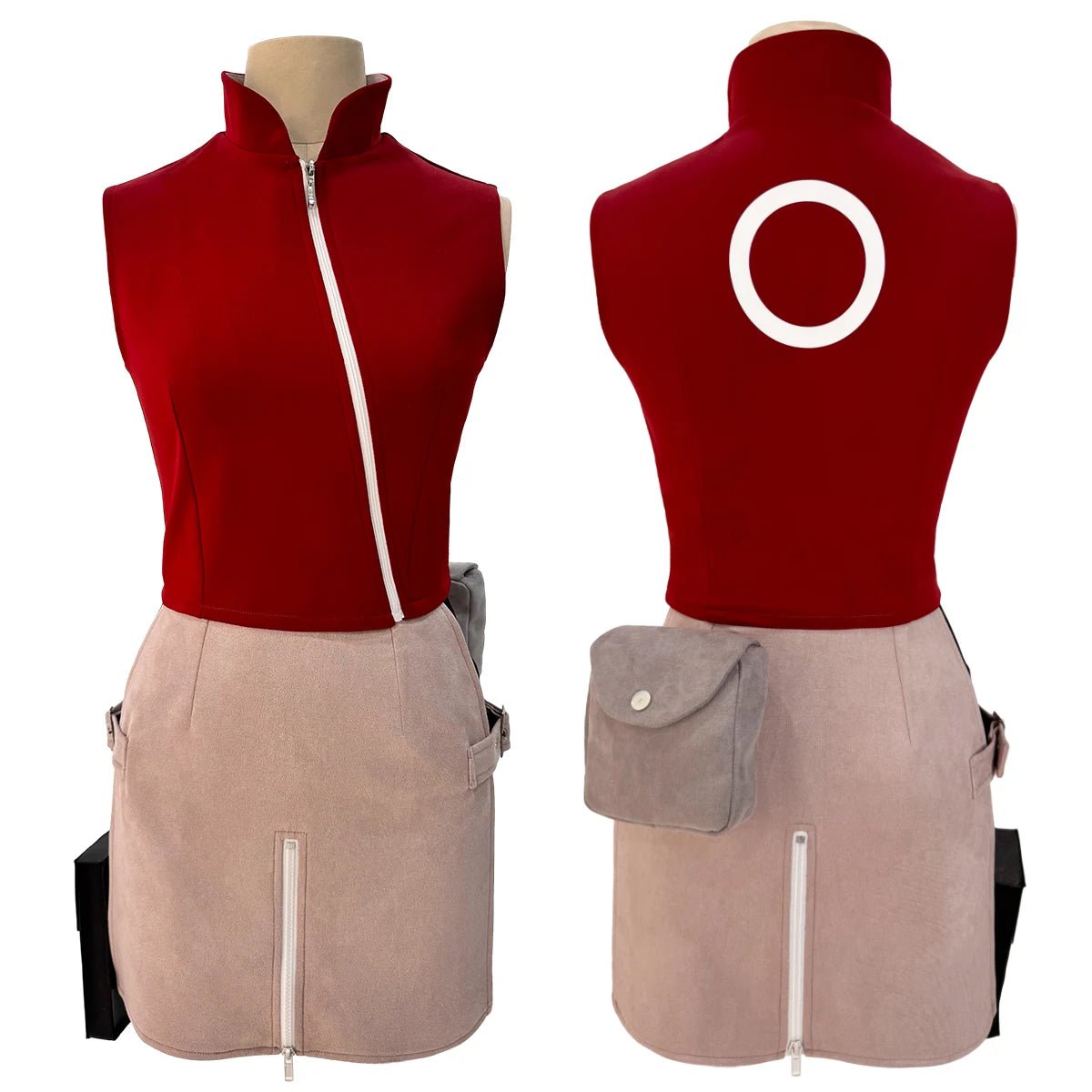 Fantasia de Cosplay Haruno Sakura - Top, Saia, Shorts e Pochete - Presente para Halloween, Dia de Ação de Graças e Natal - Estrela Cosplay