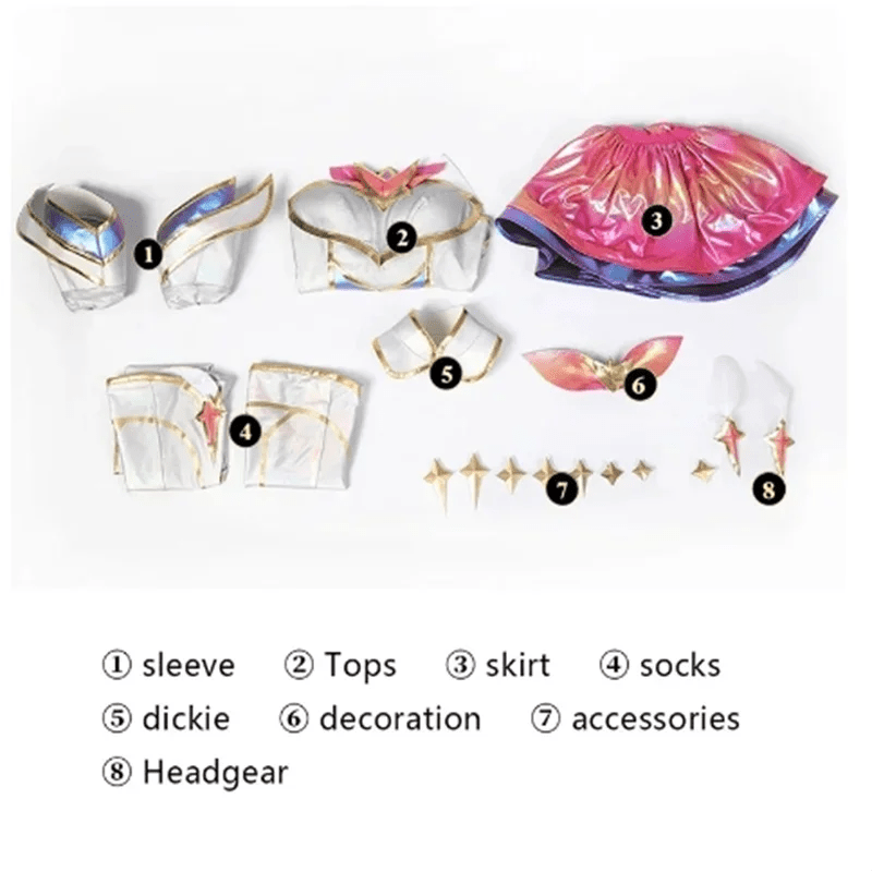 Fantasia Cosplay Guardião Estelar Kai'Sa LOL para Mulher - Uniforme com Saia - Estrela Cosplay