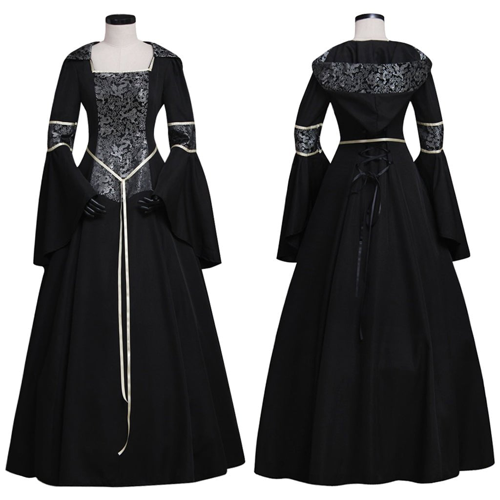 Vestido Gótico Medieval Renascentista Vitoriano para Mulheres - Fantasia para Halloween e Cosplay - Estrela Cosplay