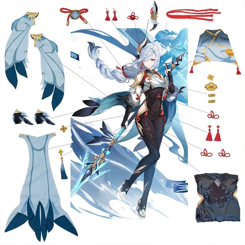 Fantasia Shenhe Cosplay Genshin Impact - Traje Completo para Mulheres - Estrela Cosplay
