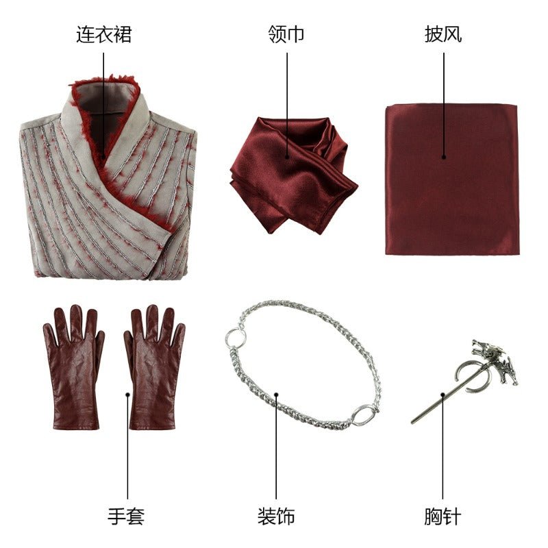 Fantasia Daenerys Targaryen - Vestido Feminino de Mangas Compridas com Broche para Halloween e Festas - Estrela Cosplay