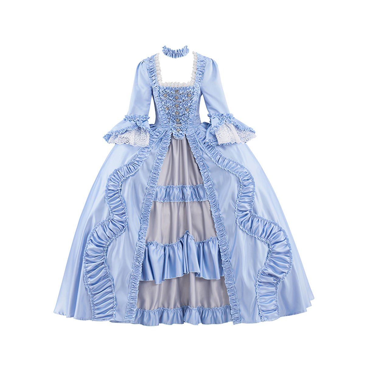 Vestido Azul Claro Rococó – Traje de Cosplay Elegante para Entusiastas - Estrela Cosplay