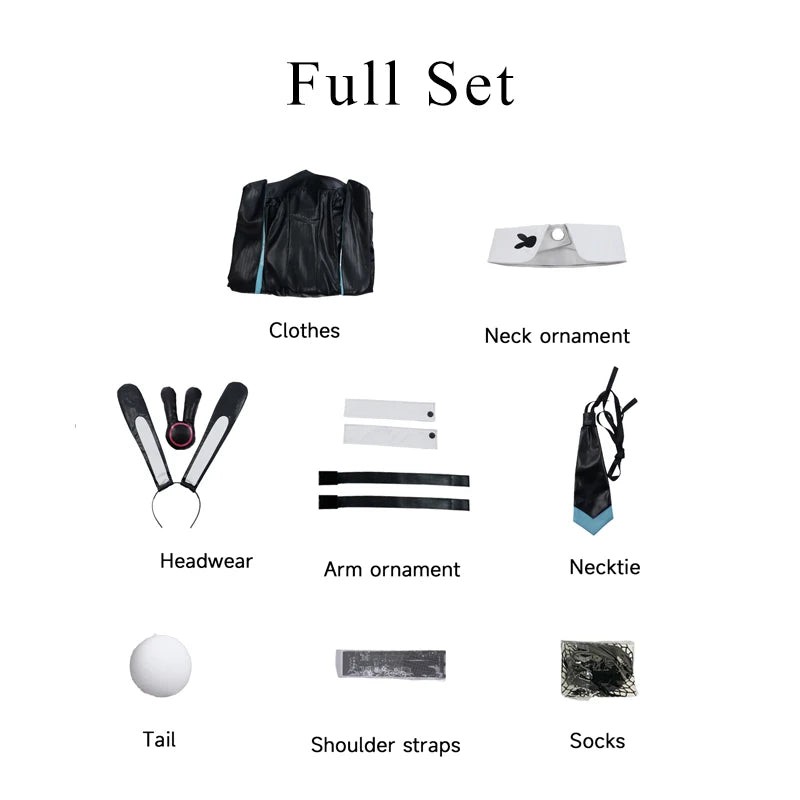 Fantasia Coelhinha Ruan Mei Honkai Star Rail para Mulheres - Macacão Uniforme Preto e Azul - Estrela Cosplay