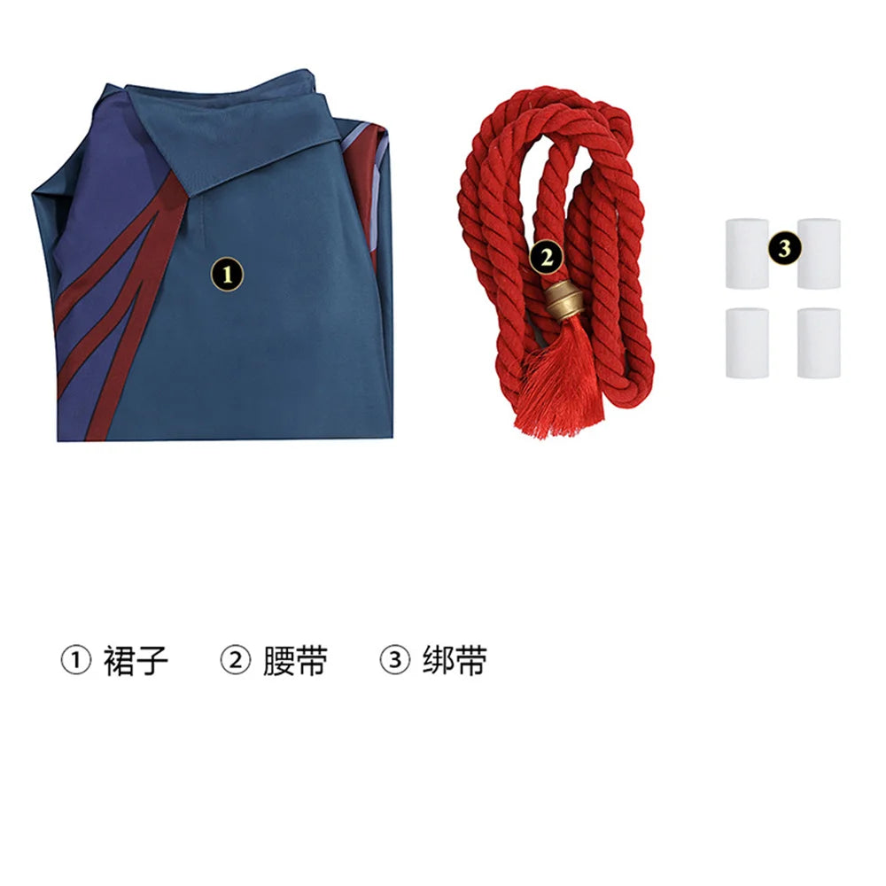 Fantasia de Cosplay Yone de LOL - Saia Azul com Calças Estampadas para Halloween e Festas - Estrela Cosplay