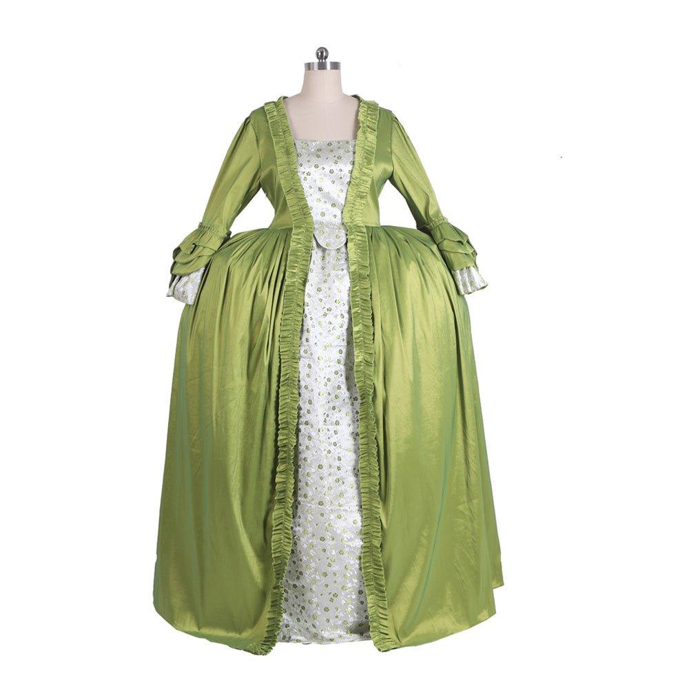 Vestido Rococó Século 18 Verde Maçã com Floral no Peito - Elegância Medieval por Estrela do Cosplay - Estrela Cosplay