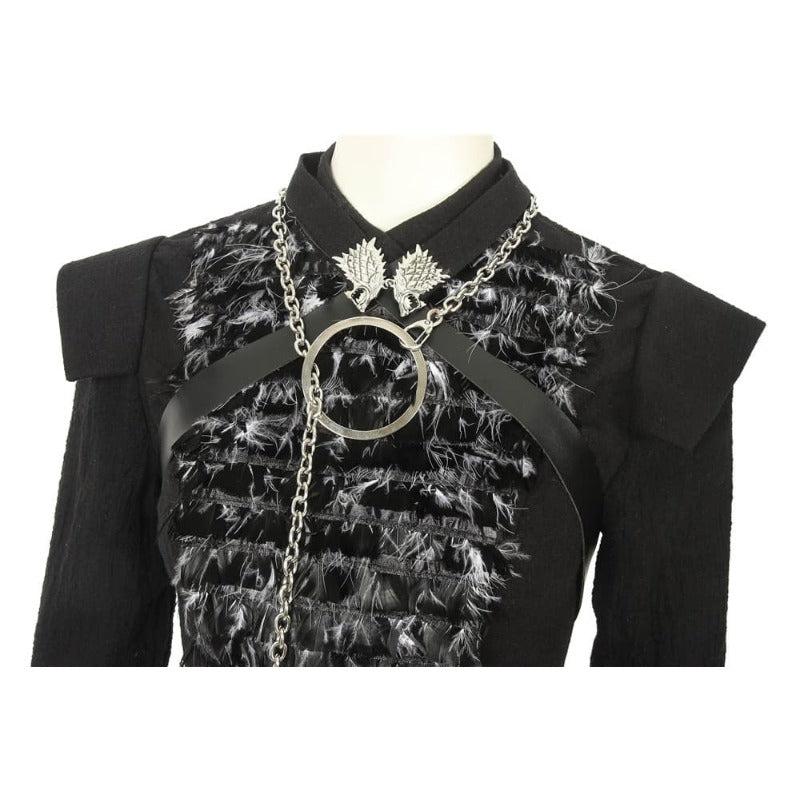 Fantasia Sansa Stark Capa de Inverno com Gola de Pele e Vestido para Mulheres Halloween - Estrela Cosplay