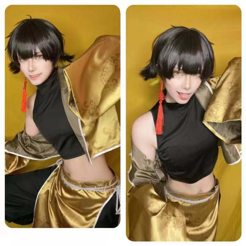 Traje de Cosplay Bachira de Blue Lock Anime Kung Fu Tang Suit com Peruca de Fibras Sintéticas Ajustável - Estrela Cosplay