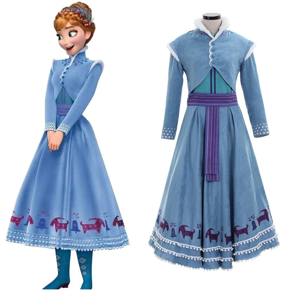Fantasia de Cosplay Anna Princesa | Conjunto de Camisa, Saia e Casaco para Adultos em Eventos Disney e Halloween - Estrela Cosplay