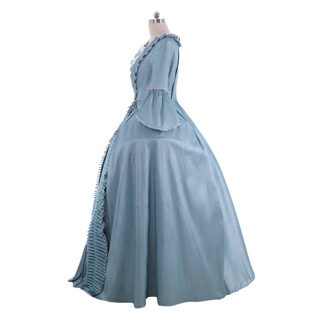 Vestido Rococo Marie Antoinette Século 18 - Elegante vestido azul com renda - Estrela Cosplay