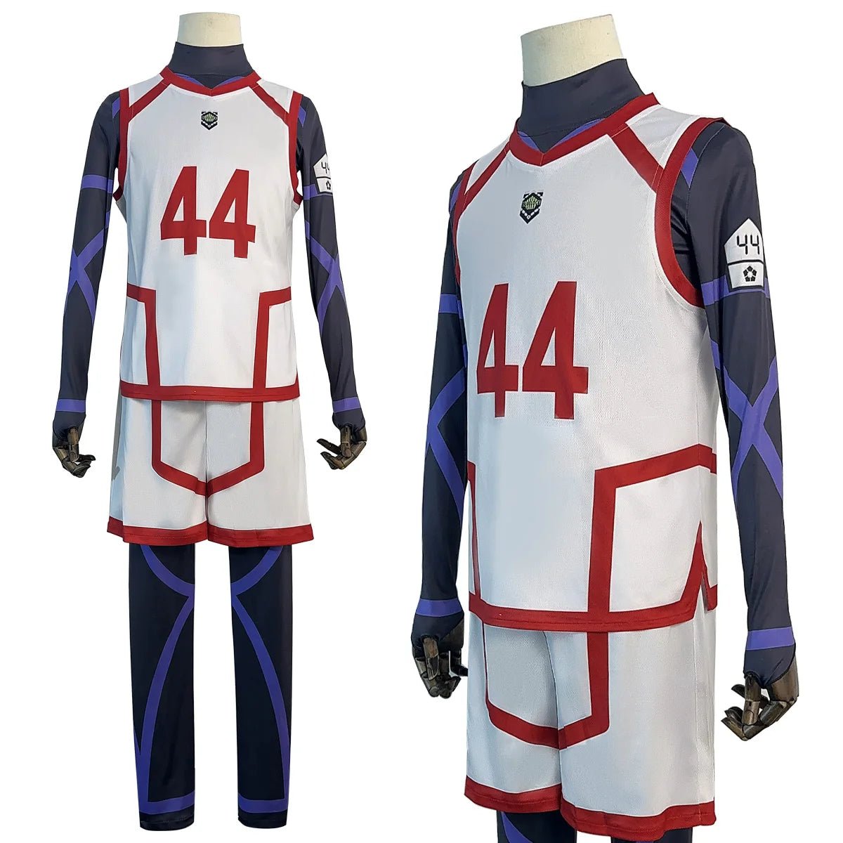 Fantasia de Cosplay Chigiri de Blue Lock Temporada 2 - Peruca NO.44, Camisas de Treino 4PCS, Uniforme de Futebol para Uso Diário ou Presente - Estrela Cosplay