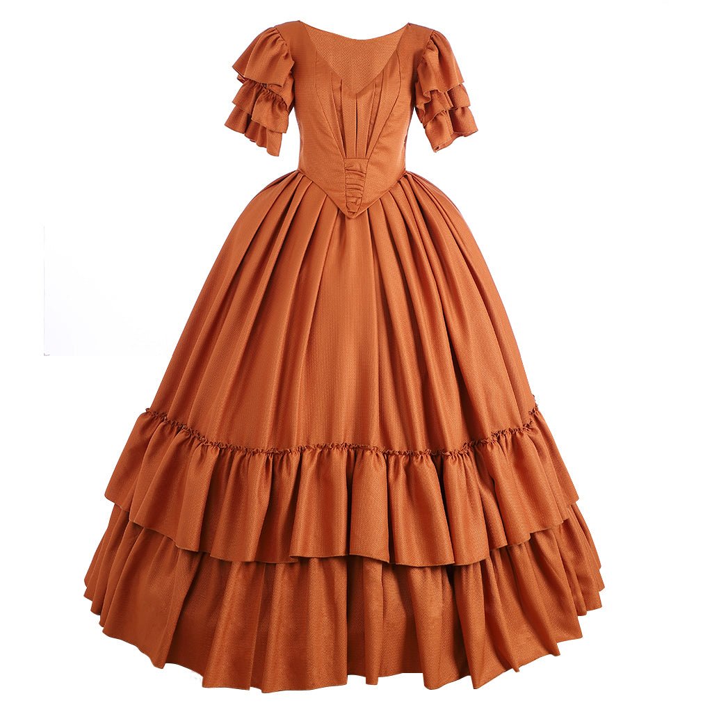 Vestido de Baile Medieval Vitoriano Barroco com Detalhes de Rufo para Mulheres - Estrela Cosplay