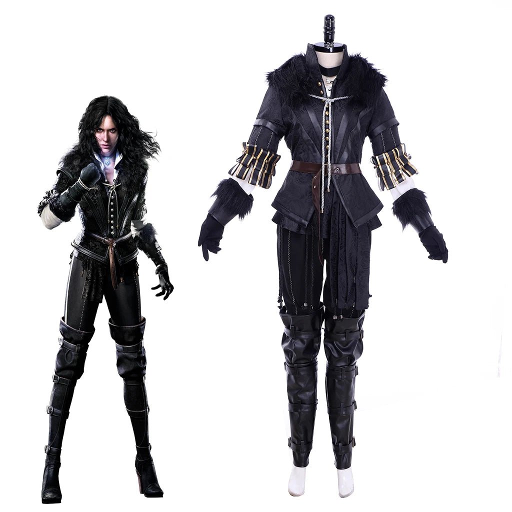 Fantasia Yennefer Caça Traje Retro Preto Uniforme para Mulher Halloween Carnaval Festa Disfarce Bruxa - Estrela Cosplay