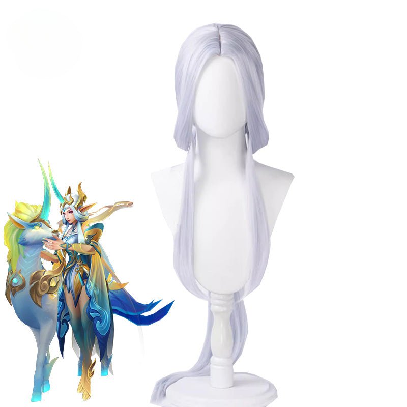 Peruca de Cosplay Soraka Jornada Imortal LOL 100cm Cabelo Longo Resistente ao Calor - Estrela Cosplay