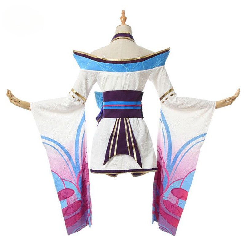 Fantasia de Ahri Spirit Blossom de LOL - Conjunto Completo de Kimono Feminino e Peruca - Estrela Cosplay