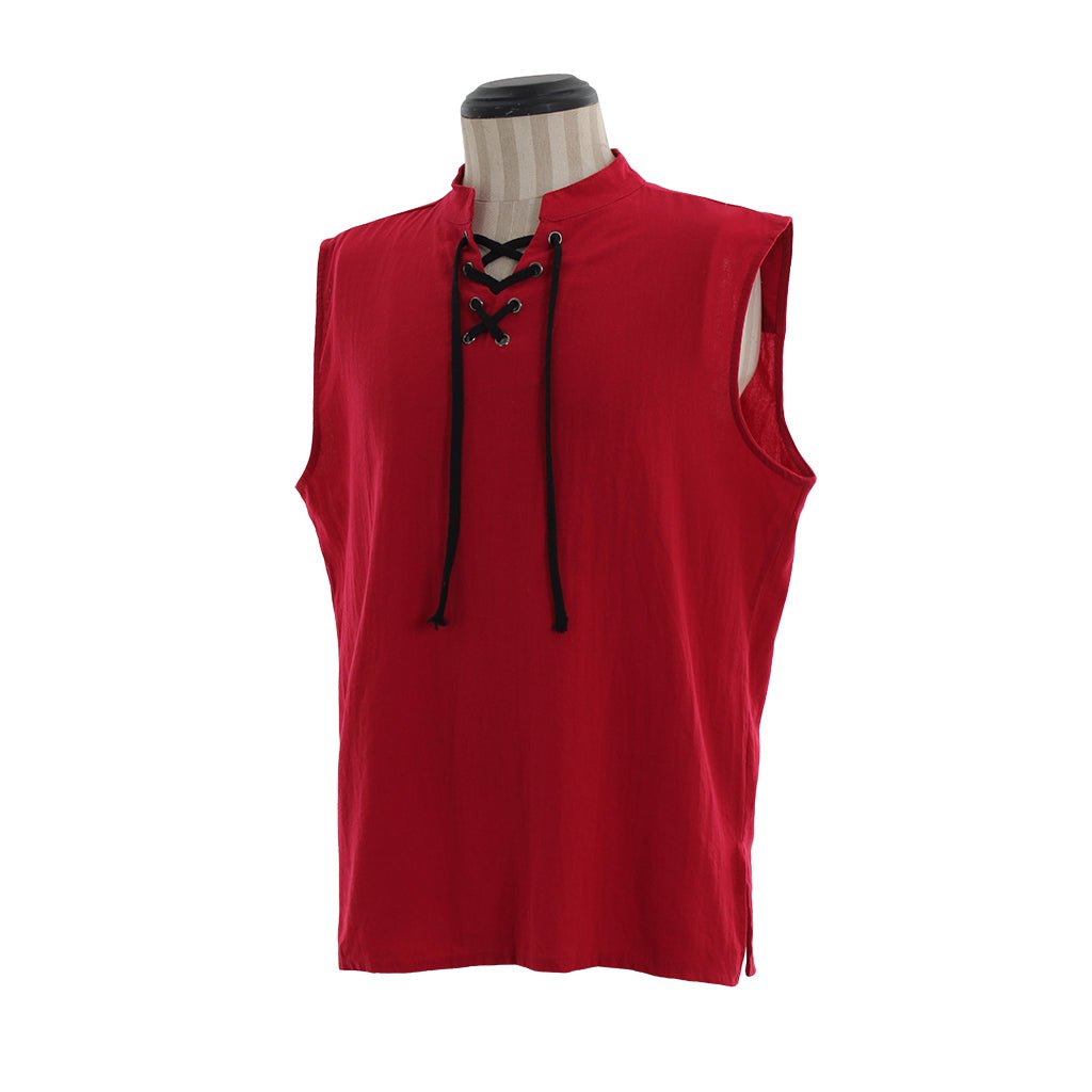 Colete Vitoriano sem Mangas para Homens - Camisa de Verão com Gola e Alças em Cor Pura | Estrela do Cosplay - Estrela Cosplay