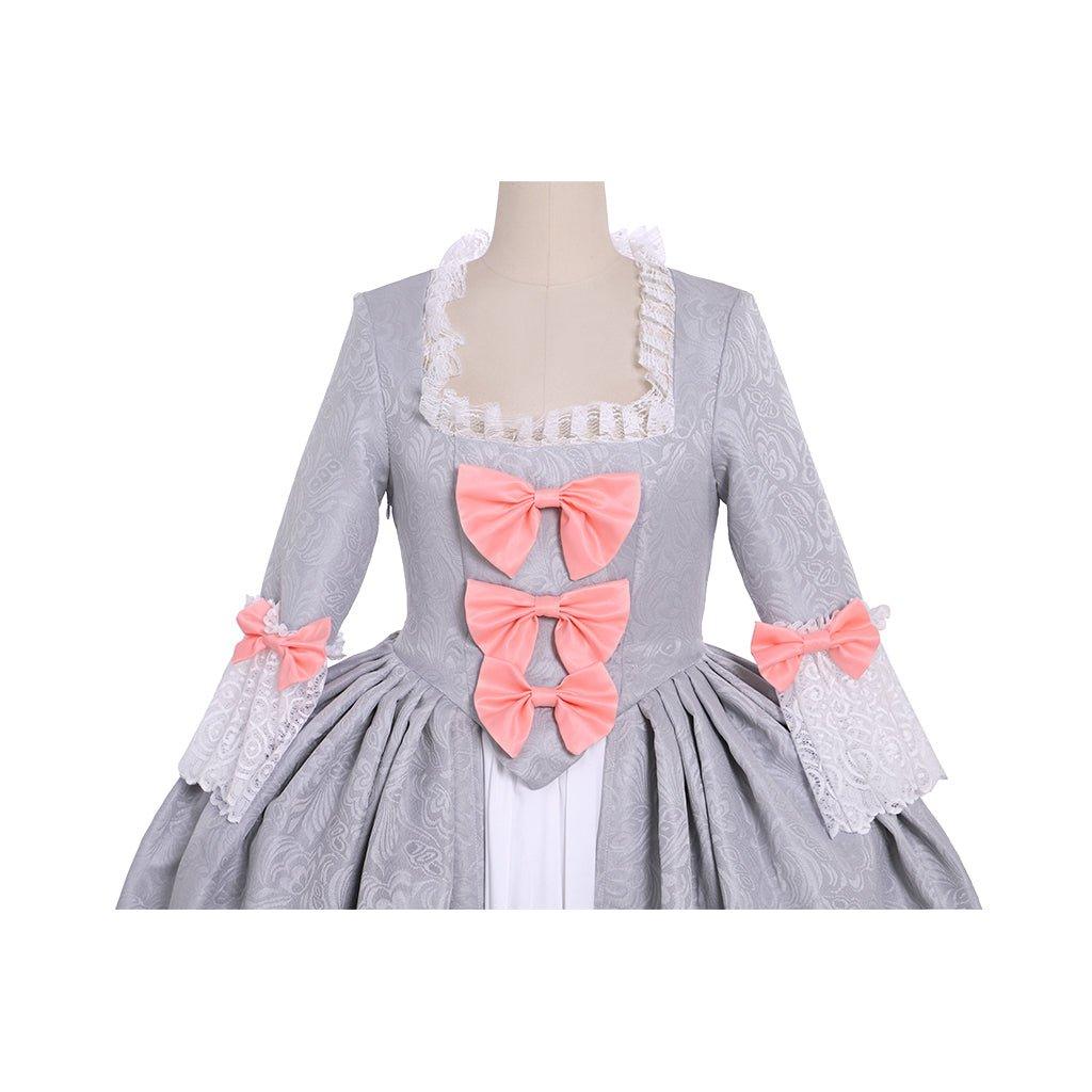 Vestido de Baile Rococo Cinza Rainha Marie Antoinette | Traje Vitoriano | Vestido de Princesa do Período Colonial - Estrela Cosplay