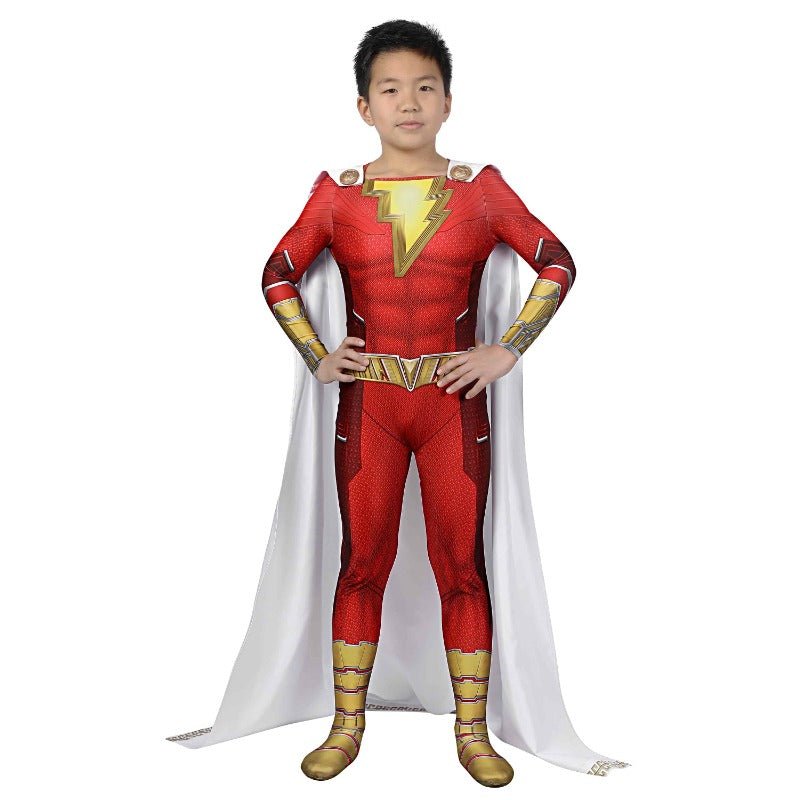 Nova Fantasia Infantil Billy Vermelho Power Rangers Cosplay - Traje Halloween Zentai Macacão e Capa - Estrela Cosplay