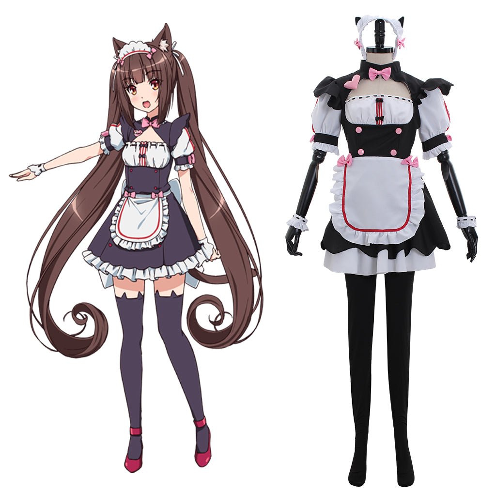 Vestido de Empregada Chocolat Nekopara para Cosplay de Anime - Estrela Cosplay