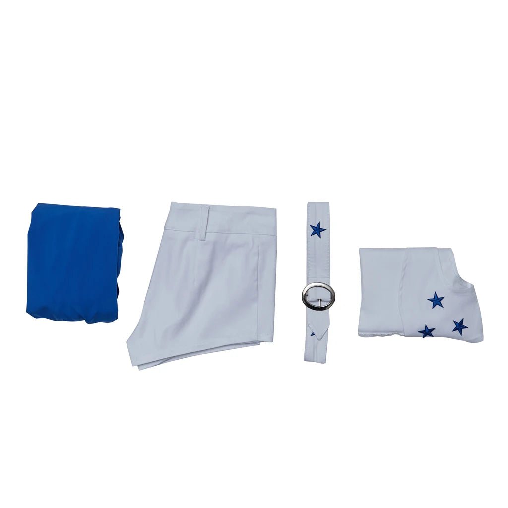 Fantasia de Cheerleader Dallas Cowboy - Colete, Camisa, Shorts e Cinto - Estrela Cosplay