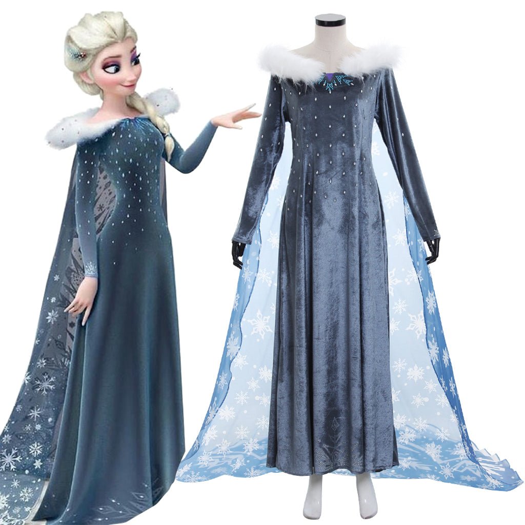 Vestido de Veludo Princesa Elsa Frozen | Cosplay Feminino para Halloween e Eventos - Estrela Cosplay