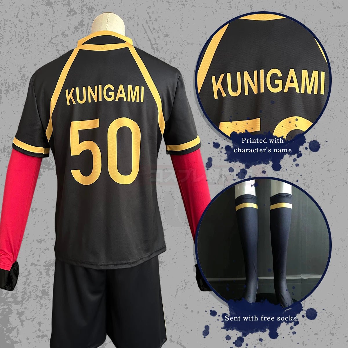 Fantasia Cosplay Kunigami Rensuke Blue Lock - Camisa de Futebol NO.50 + Peruca - Estrela Cosplay