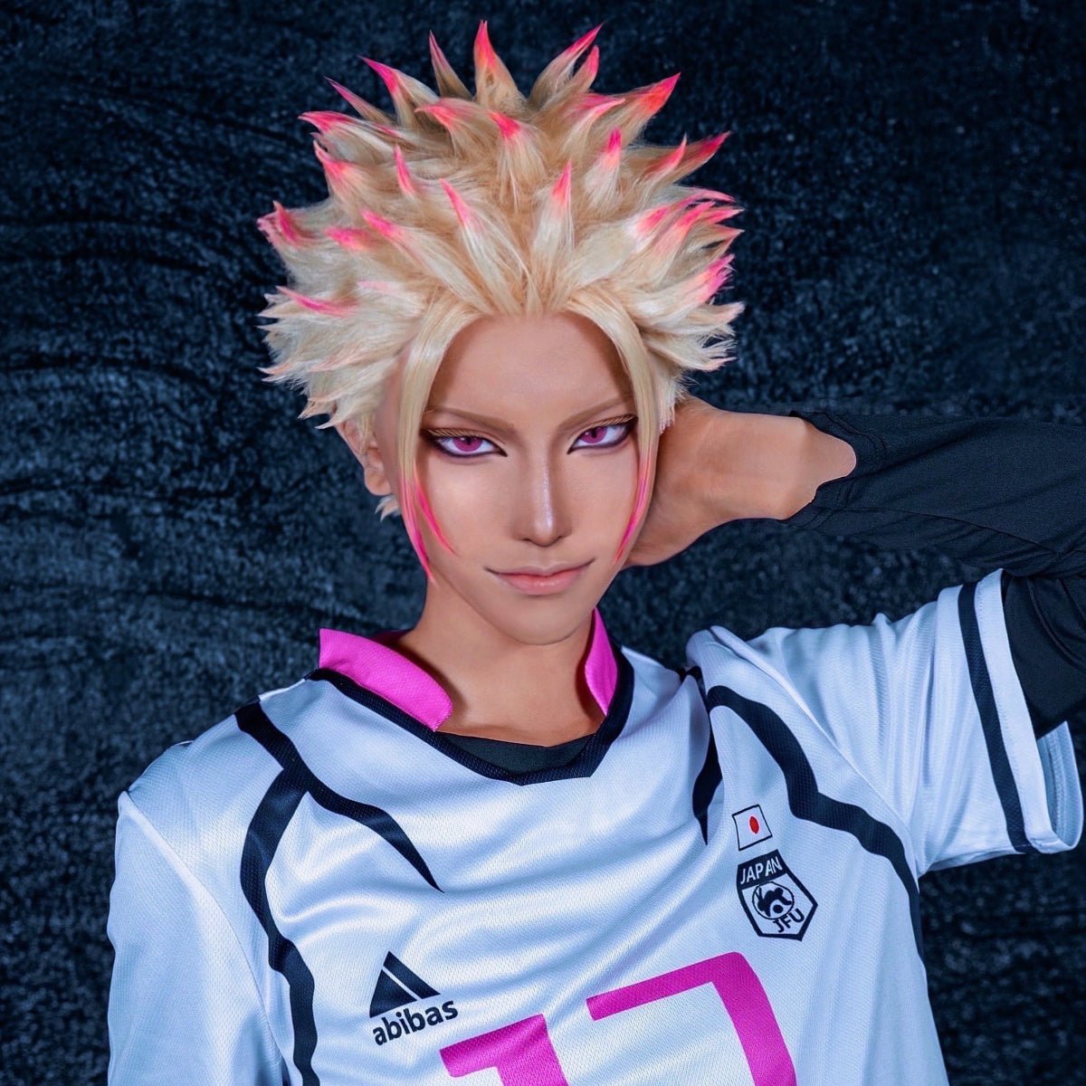 Peruca Cosplay Shidou Ryusei Blue Lock Futebol Rosa Sintética Ajustável Resistente ao Calor - Estrela Cosplay