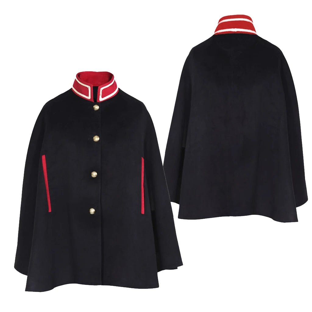 Capa de Veludo Preto Gótica para Mulheres - Estilo Militar Vintage Marinho | Estrela do Cosplay - Estrela Cosplay