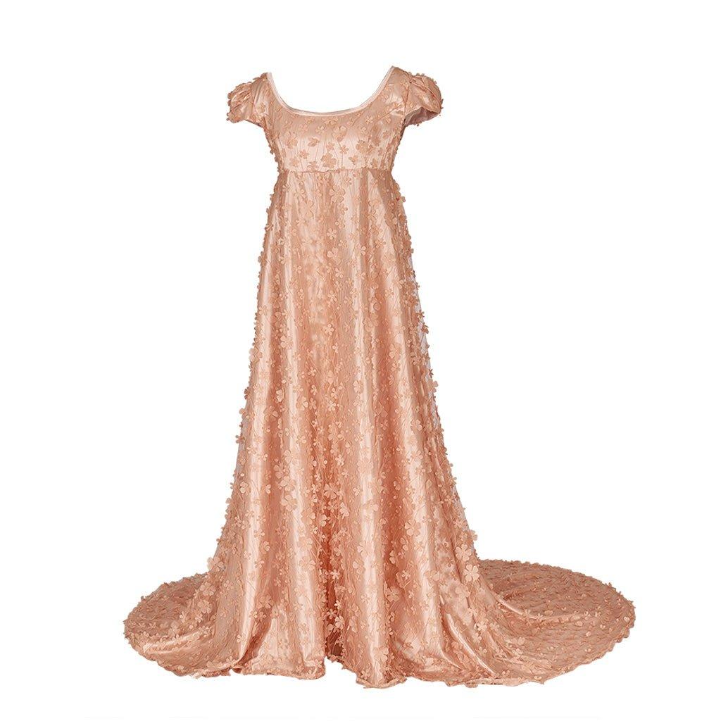 Vestido de Cetim Padronizado em Champagne Laranja - Cosplay Bridgerton, Eventos - Estrela Cosplay