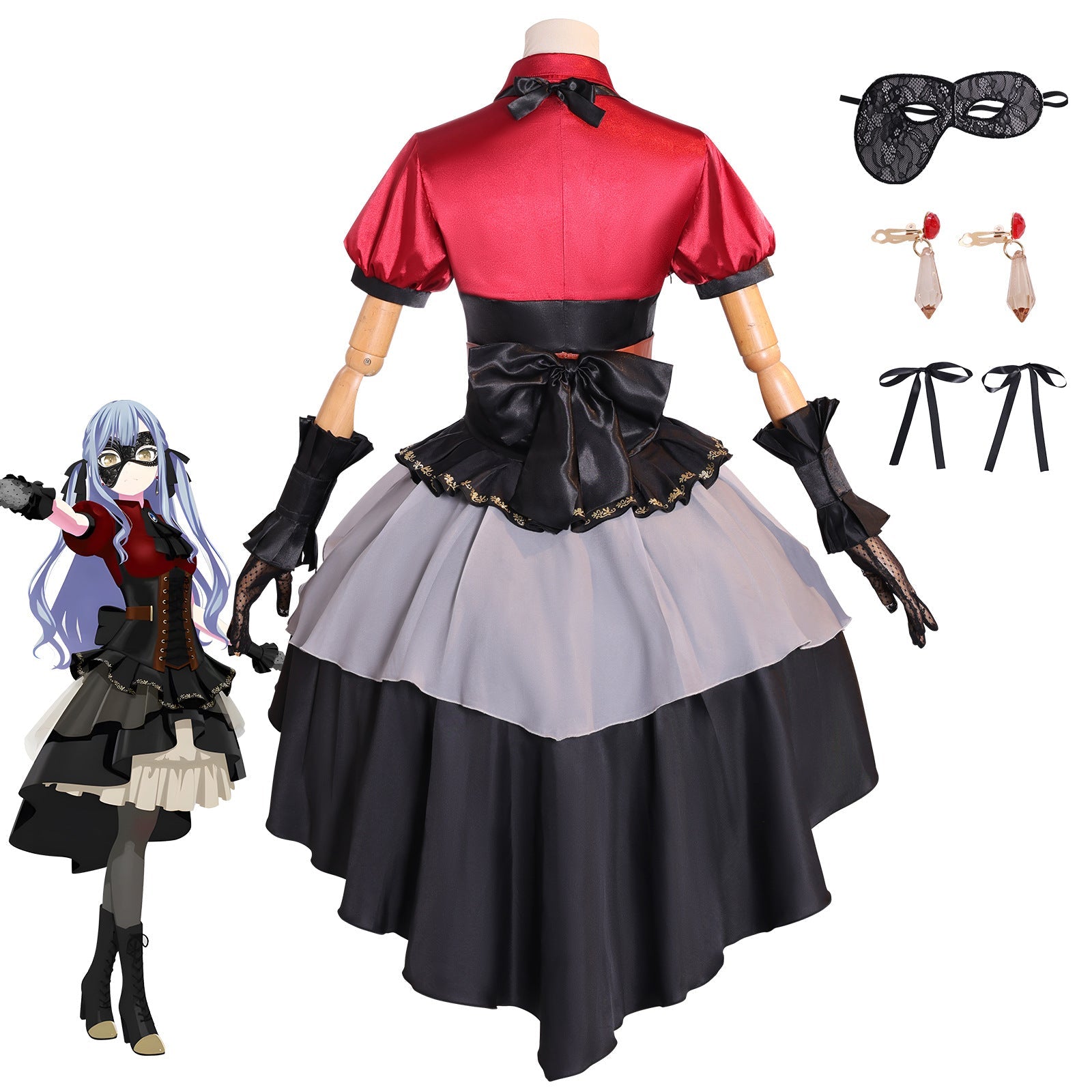 Fantasia de Cosplay Sakiko Toyokawa de BanG Dream! Ave Mujica - Traje Gótico de Anime - Estrela Cosplay