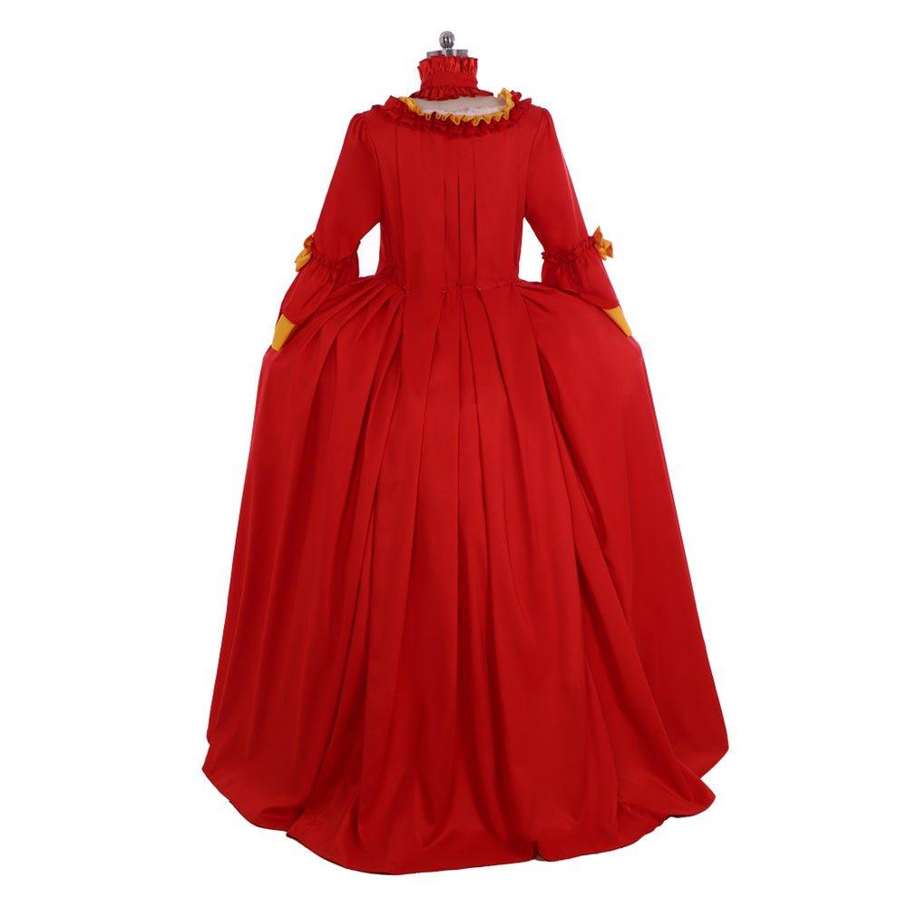 Vestido Rococó Século 18 Vermelho e Amarelo - Um Traje Vibrante Inspirado em Marie Antoinette - Estrela Cosplay