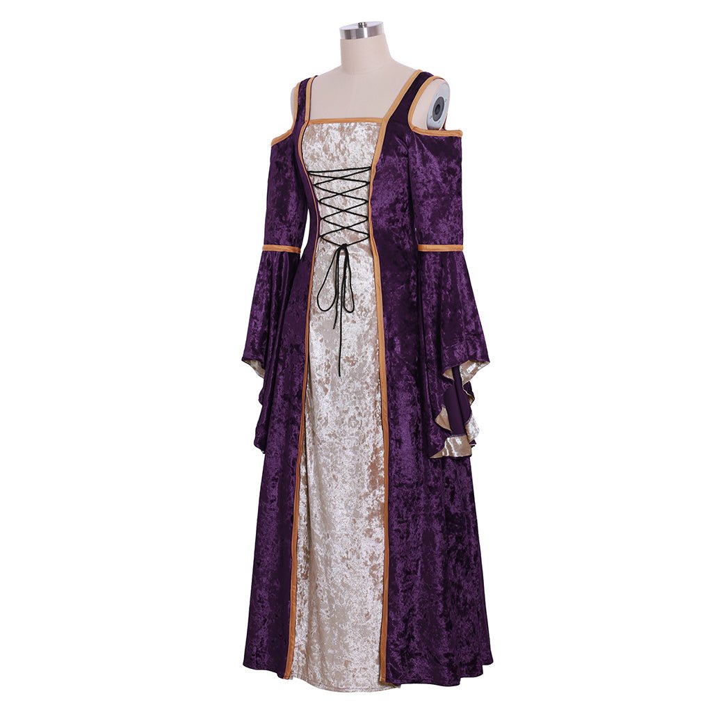 Fantasia Medieval Feminina para Halloween Roupões Nobres com Mangas de Sino Vestido de Princesa Bruxa - Estrela Cosplay