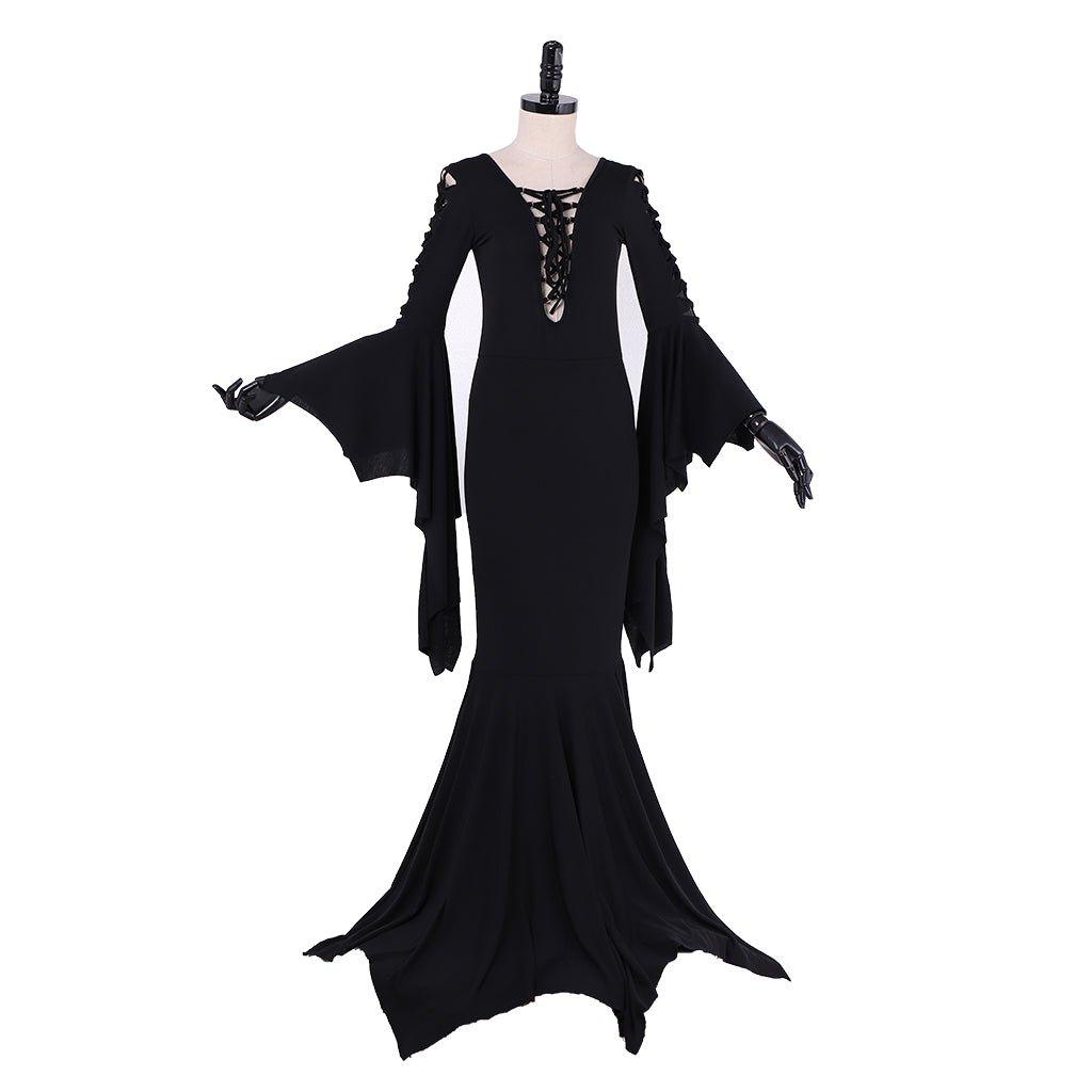 Vestido de Cosplay Morticia Addams | Gótico Vintage Comprido para Halloween - Estrela Cosplay