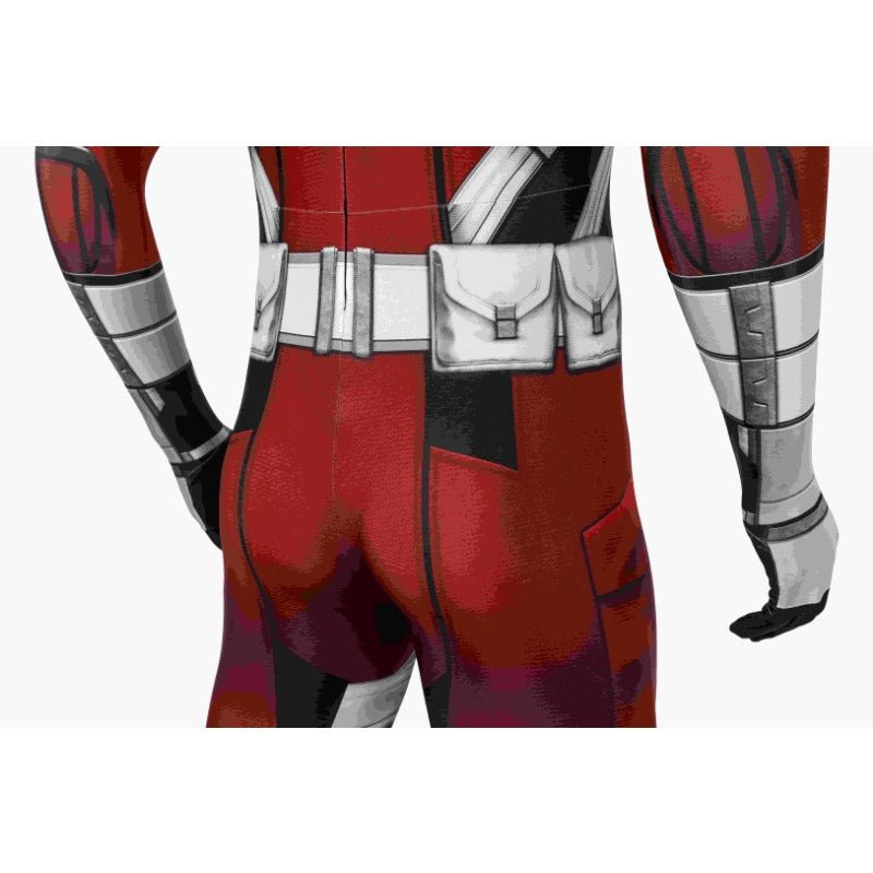 Fantasia de Guardião Vermelho - Roupa de Batalha Vermelha Deluxe com Máscara - Conjunto Completo para Halloween - Estrela Cosplay