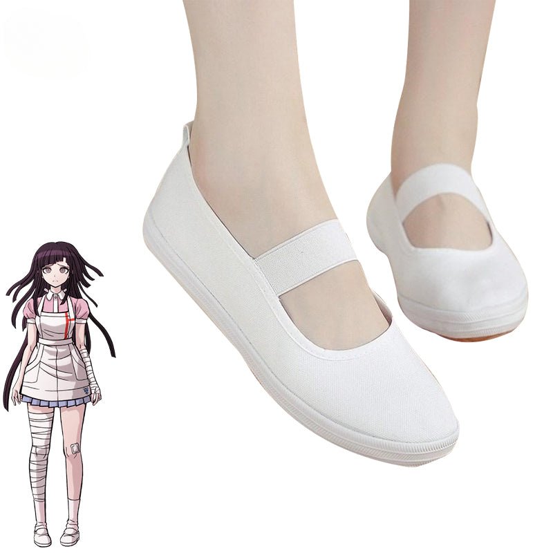 Sapatos de Cosplay Mikan Tsumiki Super Danganronpa 2 - Sapatos Escolares Esportivos Brancos - Estrela Cosplay